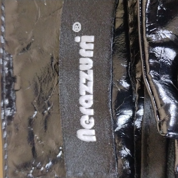 Nerazzurri Shiny Black Faux Leather Y2K Inspired Goth Biker Emo Flared Pants - Picture 4 of 14